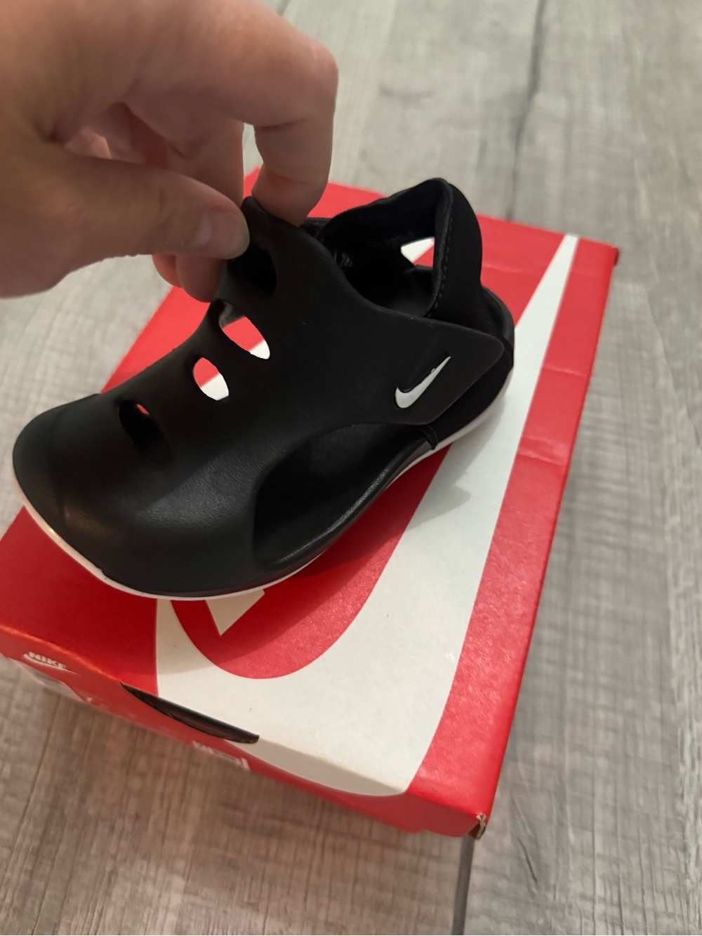 Nike Kids Black Slip-On Sandal with White Swoosh